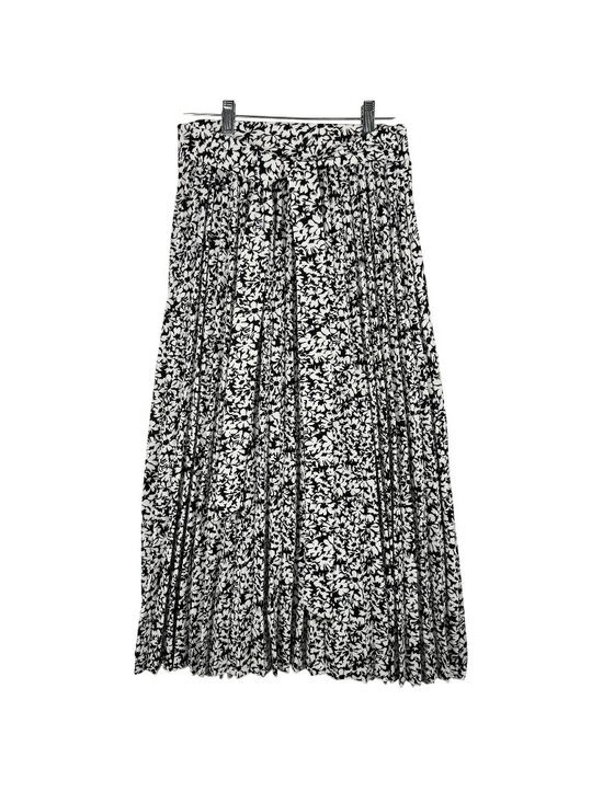 Lark + Grey Dresses & Skirts - Lark + Grey Floral Black & White Pleated Tie Belt Skirt Size M Polyester Blend
